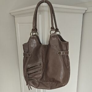 Chic Brownish Gray Leather Look Tote Bag